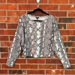 Express Womens Medium Reptile Animal Print Lounge Dolman Sweater
